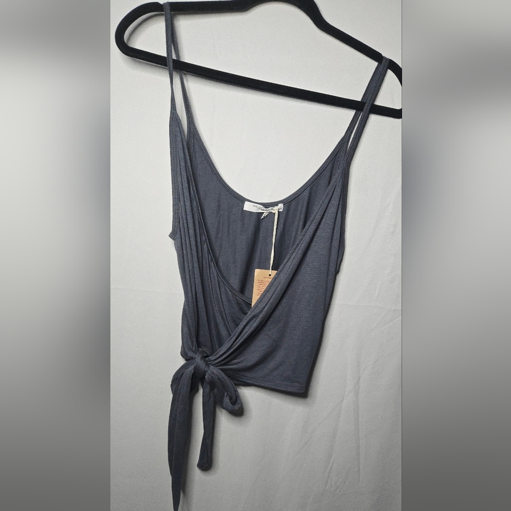 NWT Project Social T Green Gray Women's M Wrap Tie-Front Summer Tank Top
